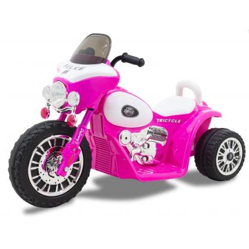 Wheely electric kids police motor pink side view